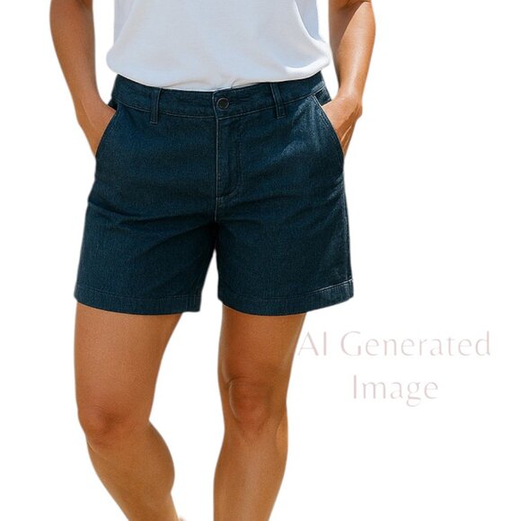 Banana Republic Other - Banana Republic Womens Dark Blue Chambray Slash Pocket Cotton Shorts Size 27 / 4